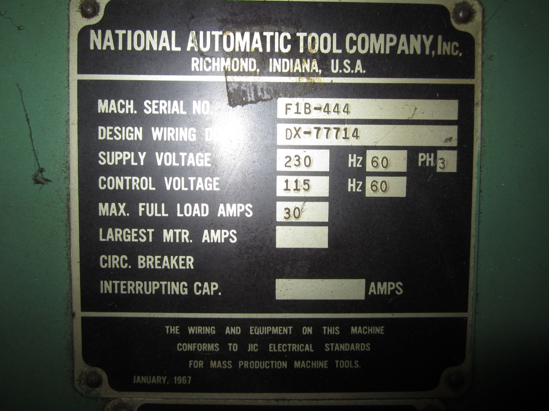 Natco Model F1-B Multi Spindle Drilling and Tapping Machine, s/n H6-998,12-Spindle - Image 6 of 7