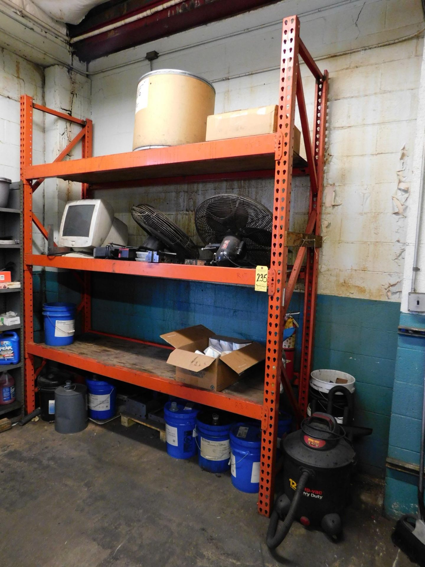 Pallet Shelving and Contents, 9'6" Tall, 8' Wide, 30" Deep