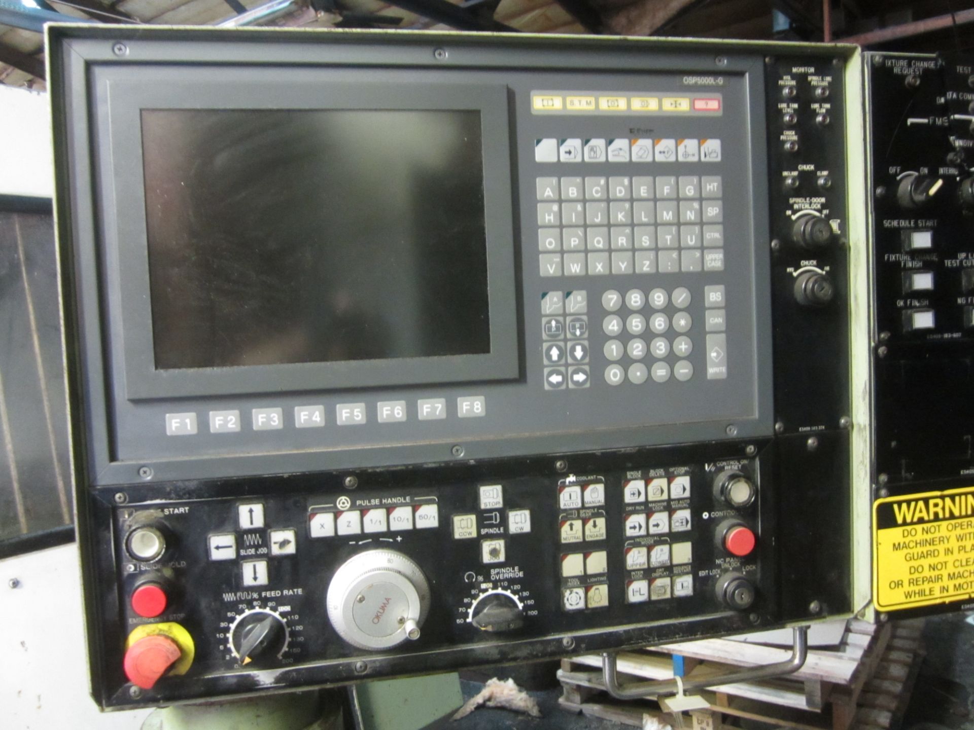 Okuma Model LC-20/2SC CNC Turning Center, s/n 3688, OSP-5000L-G CNC Control, 10" 3-Jaw Chuck, - Image 6 of 12