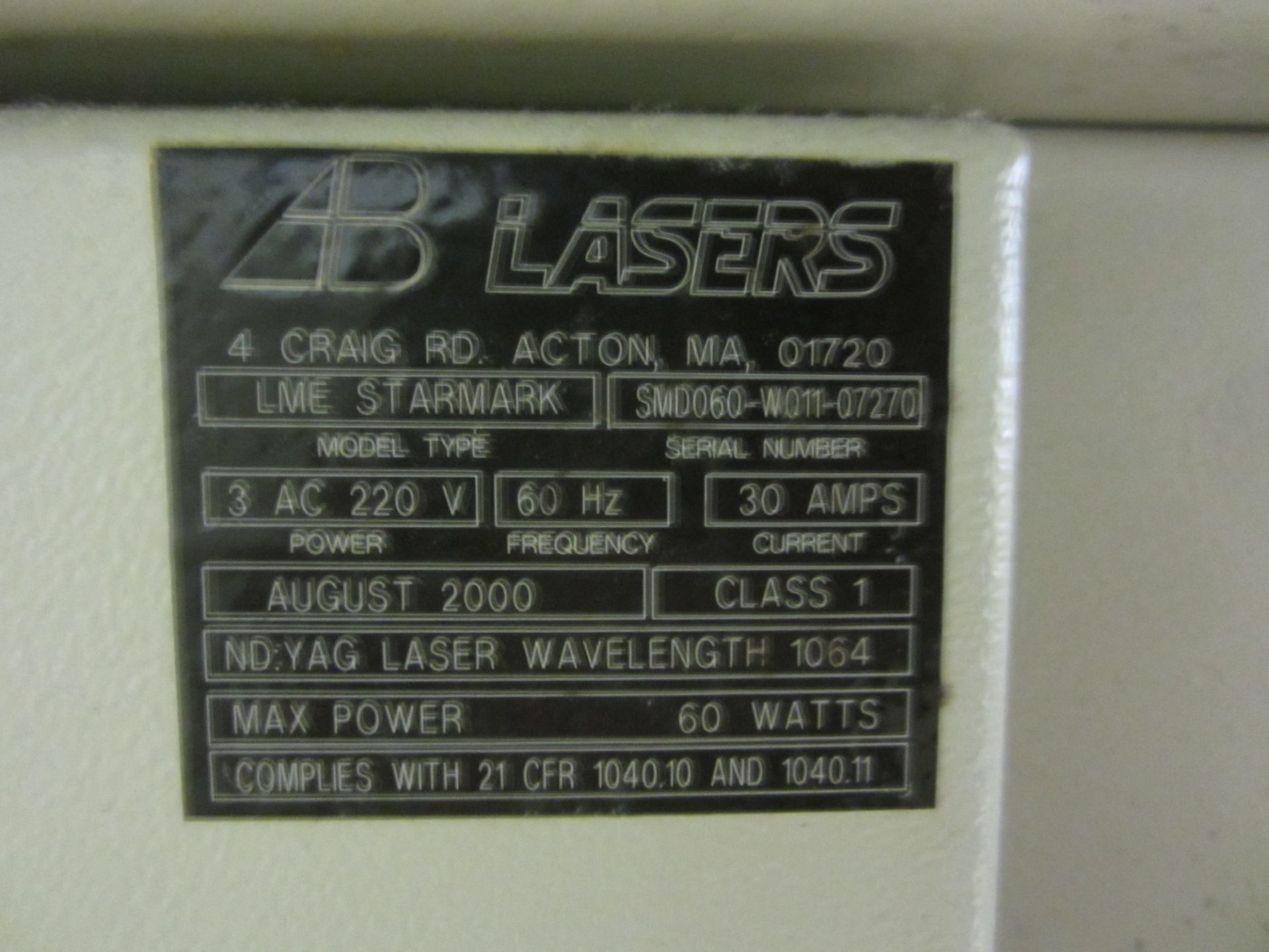 Rofin Model LME-RT Starmark Laser Parts Marker, 100 Watt, Dual Table, s/n SMD-060-WOH-07770 - Image 6 of 8