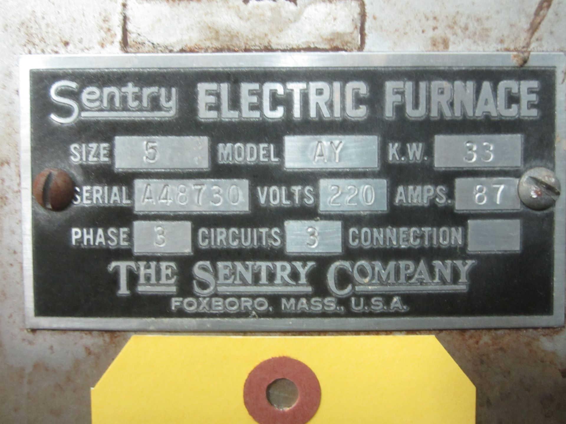 Sentry Model AY Size 5 Electric Furnace, s/n A48730, with Honeywell Digital Control, Inside - Image 5 of 5