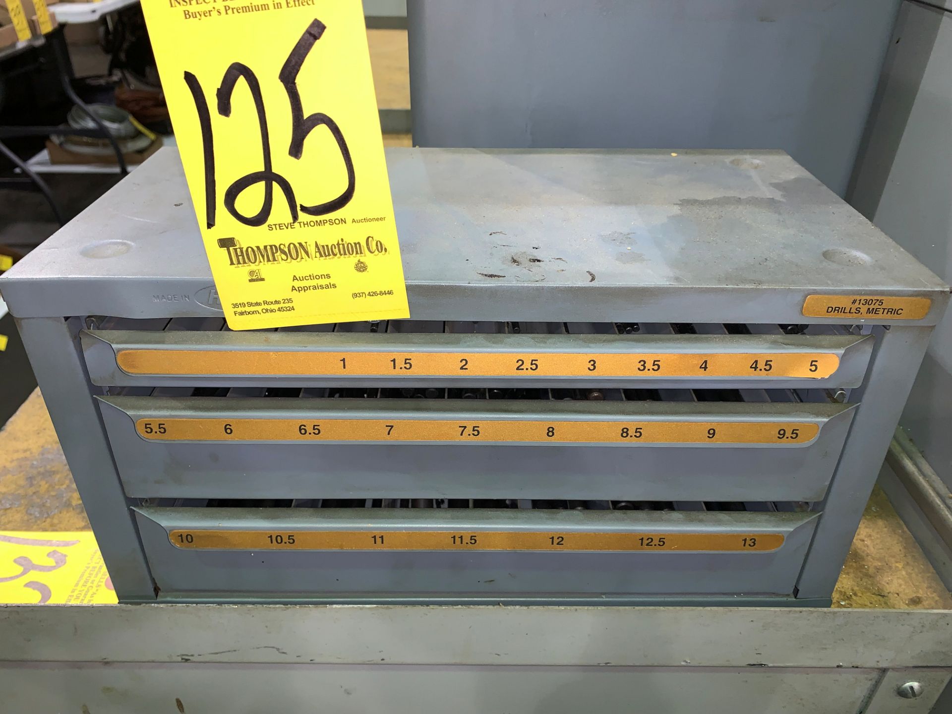 Huot Type 3-Drawer Drill Index Cabinet with Drills Contents