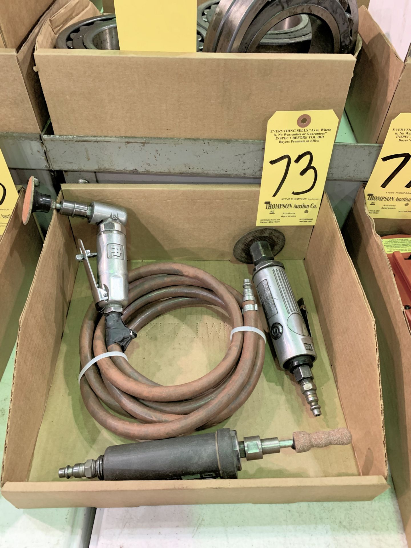 Lot-(2) Straight and (1) Angle Pneumatic Die Grinders in (1) Box