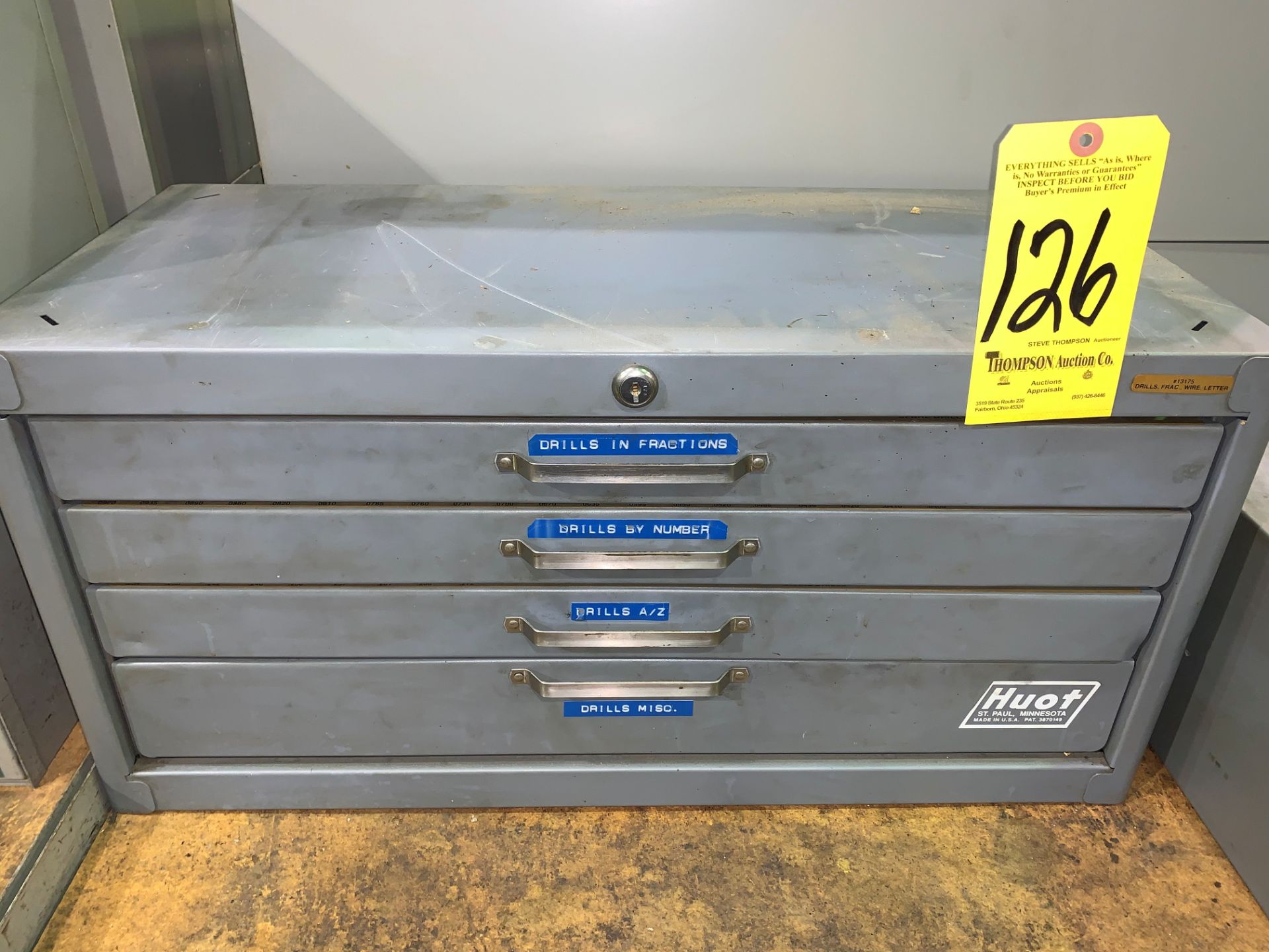 Huot 4-Drawer Drill Index Cabinet with Drills Contents