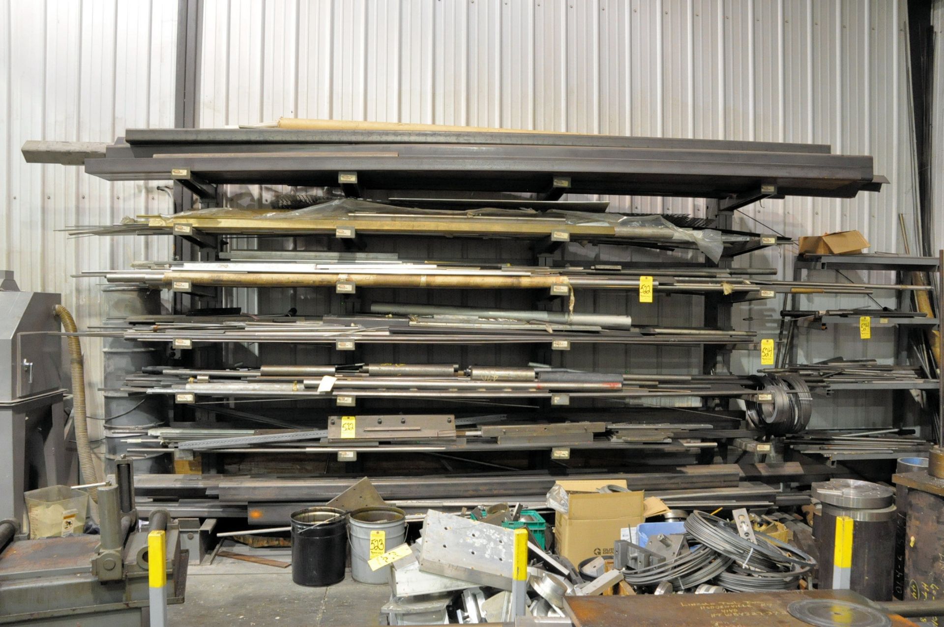Lot-Various Steel Stock with Cantilever Rack