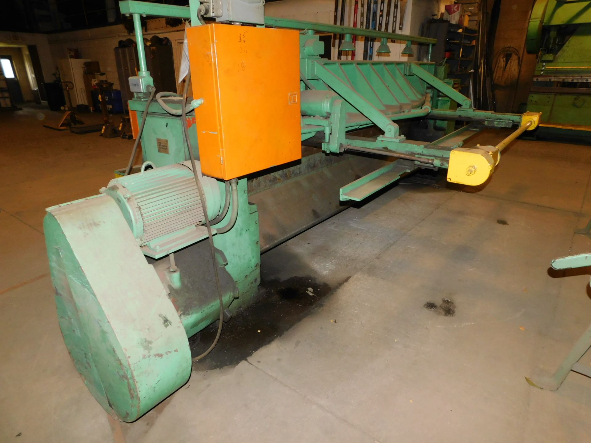 Wysong Model 1025 Power Squaring Shear, SN P37-372, 6' Squaring Arm, (3) Front Support Arms, 36" - Image 5 of 10