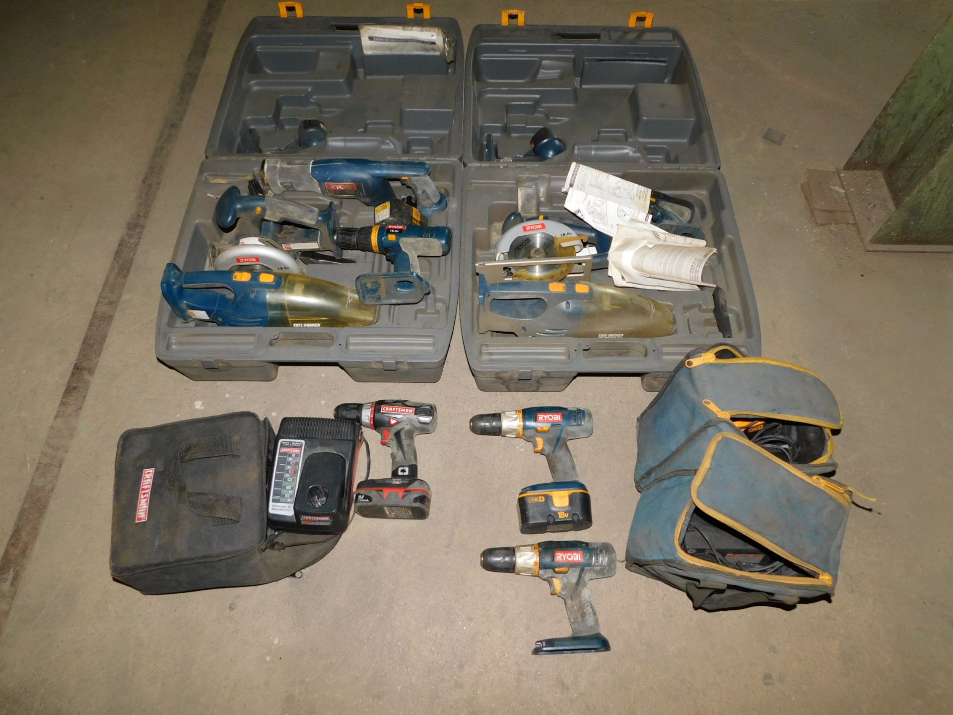 Lot of Ryobi Cordless Tools with Cases