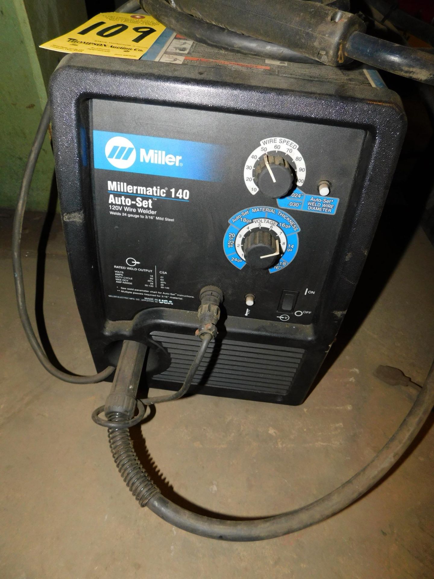 Miller Millermatic 140 Mig Welder SN MA230670N, 115V, 1 phs.