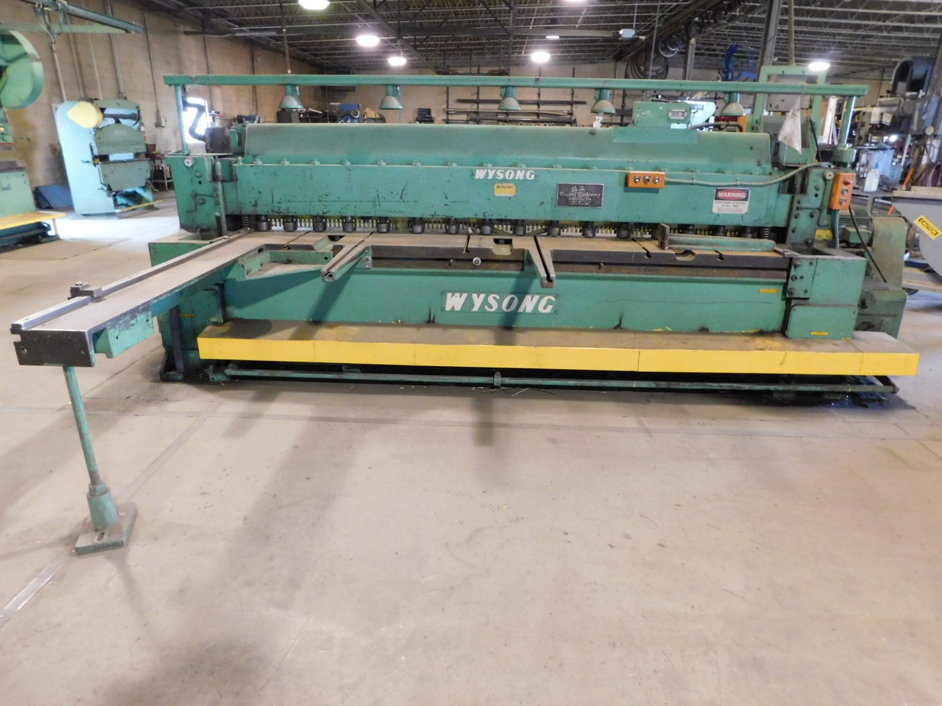 Wysong Model 1025 Power Squaring Shear, SN P37-372, 6' Squaring Arm, (3) Front Support Arms, 36"