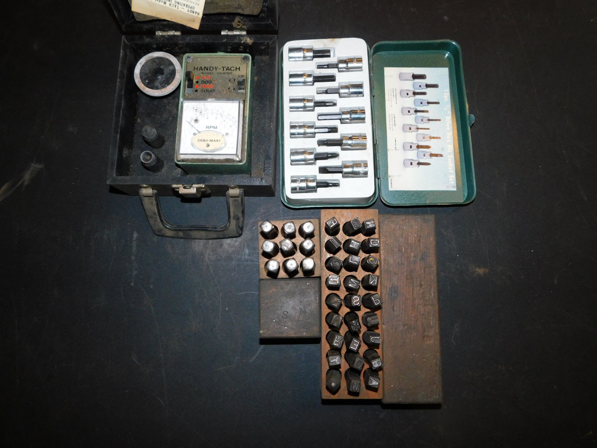 Letter and Number Stamps, Driver Set, and Tachometer