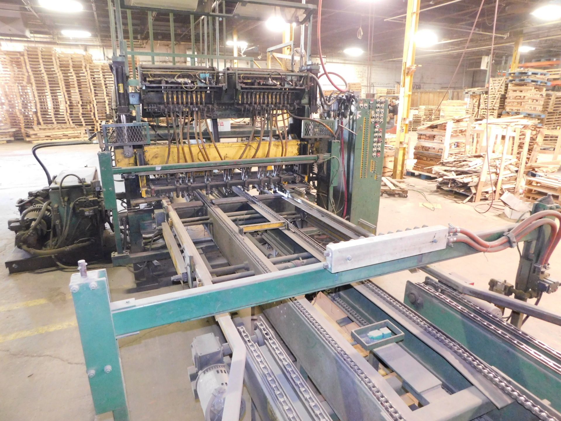 2000 GBN Excalibur Automatic Pallet Nailer, 48" x 13' Infeed Roller Conveyor, Auto Feed System, - Image 7 of 14