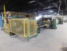 2000 GBN Excalibur Automatic Pallet Nailer, 48" x 13' Infeed Roller Conveyor, Auto Feed System,