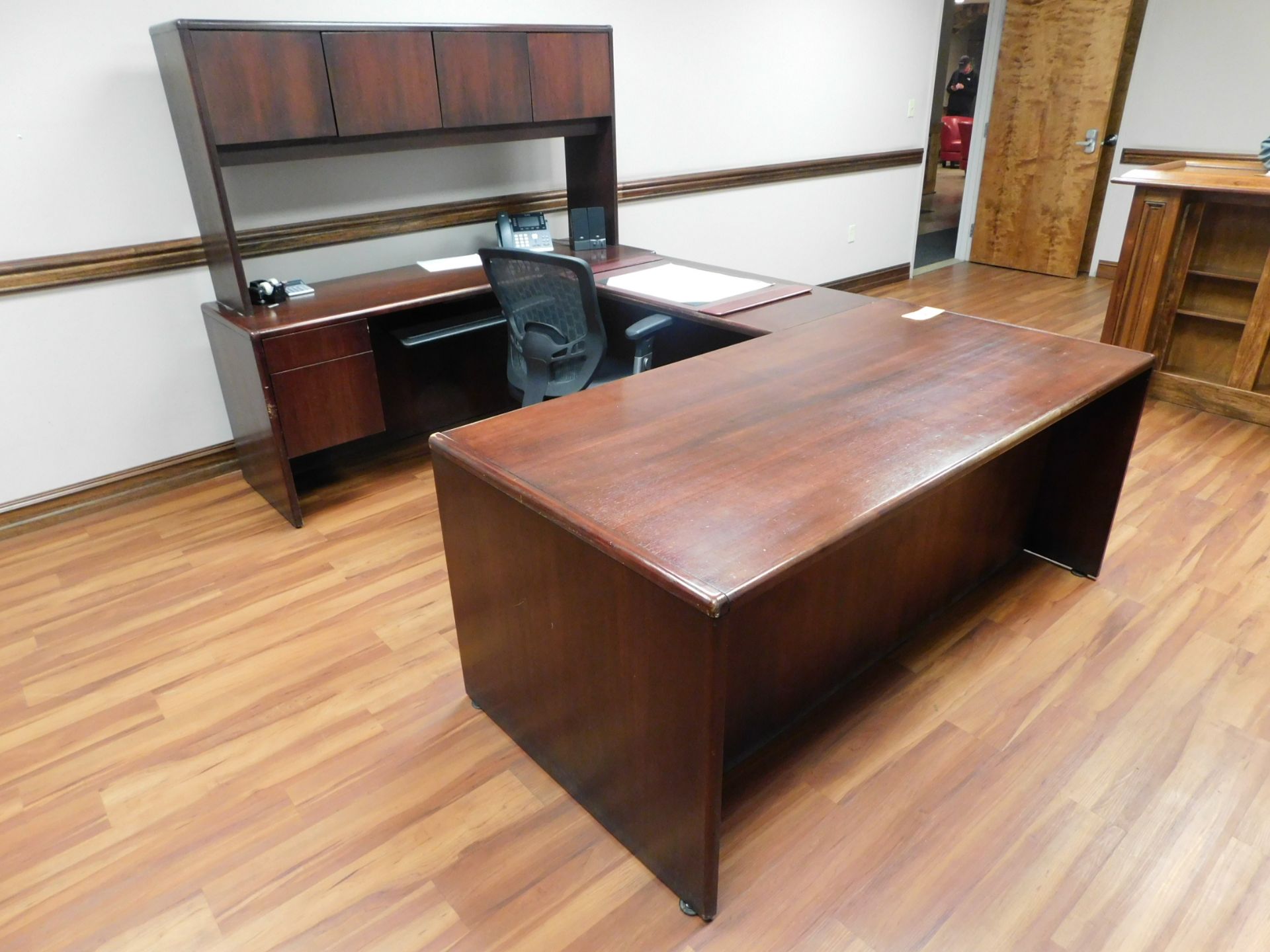 U Shaped Executive Desk , Chair , and 2 dr. lateral File - Image 2 of 3