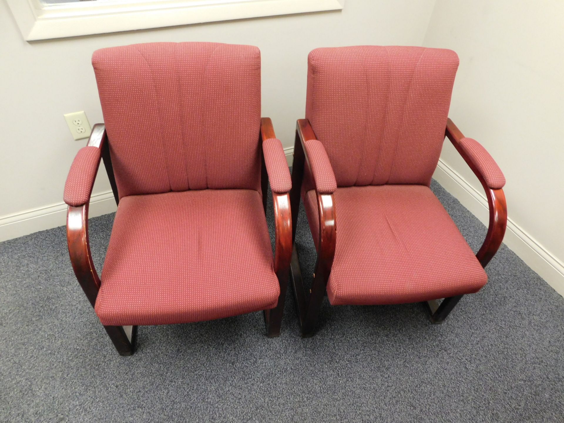 L-Shaped Desk with  5 dr. Lateral File Cabinet, ( NO CONTENTS ) Side Chairs and table - Image 4 of 4