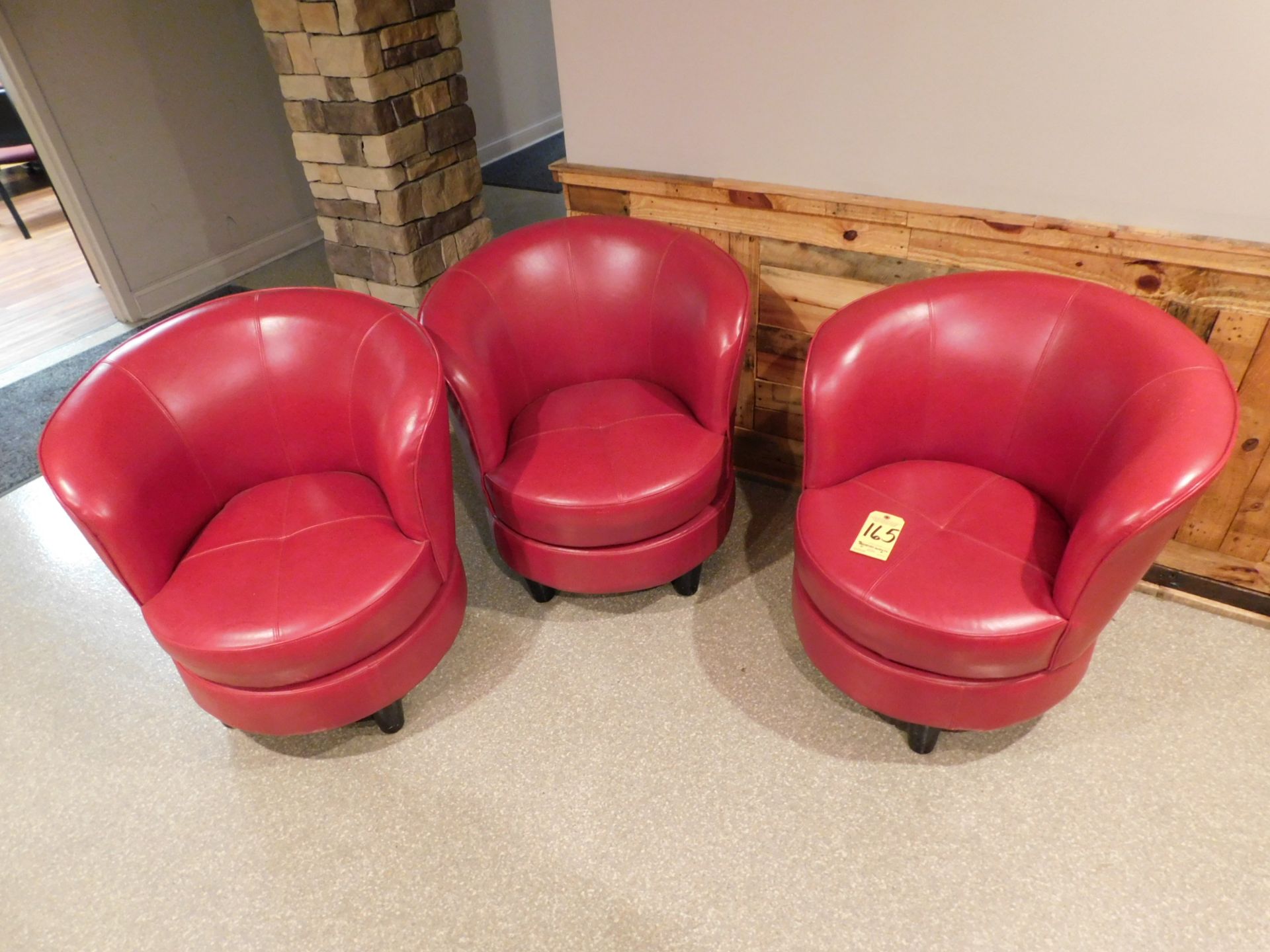 (3) Padded Swivel Side Chairs , Red