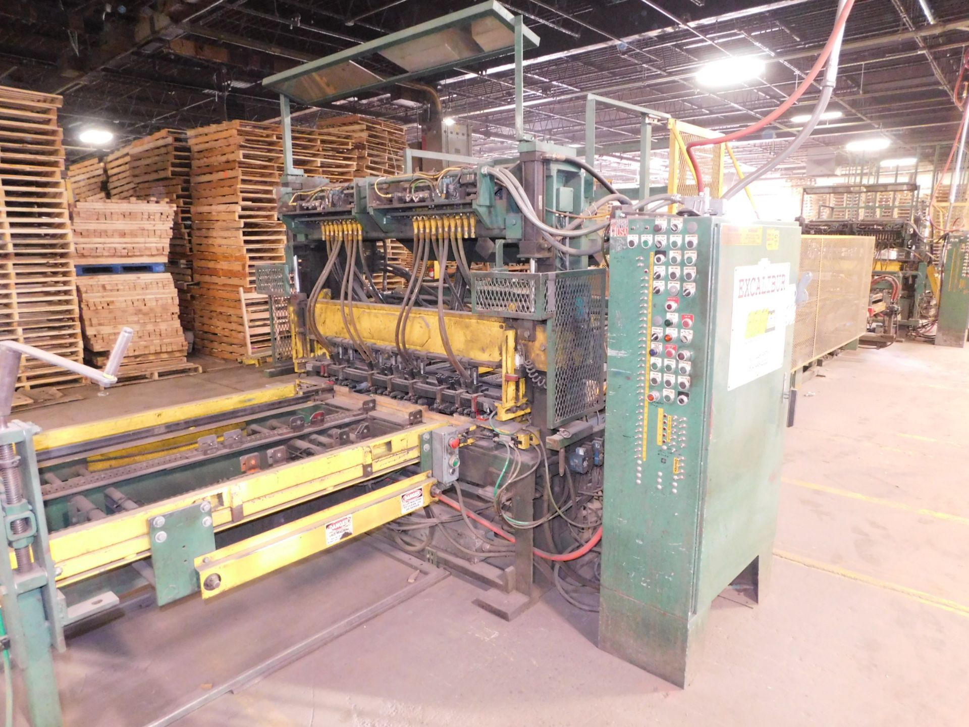 2000 GBN Excalibur Automatic Pallet Nailer, 48" x 13' Infeed Roller Conveyor, Auto Feed System, - Image 2 of 14