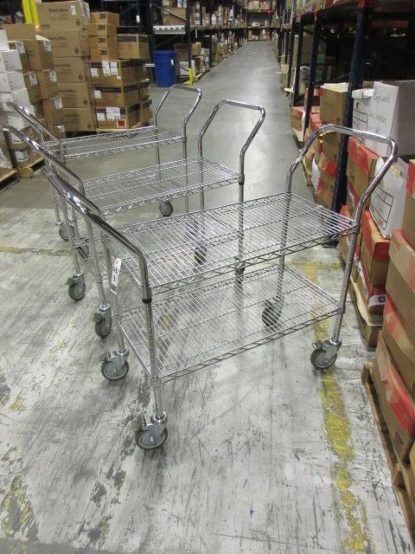 Uline 2-Shelf Wire Mesh Carts - Image 2 of 4