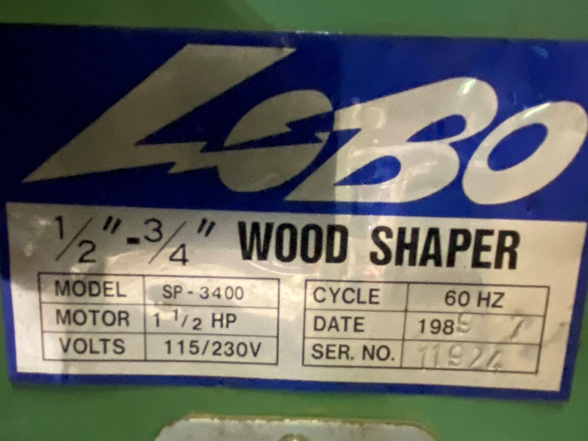 LOBO 1/2" - 3/4" WOOD SHAPER, SP-3400, 115V/230V - Image 2 of 2