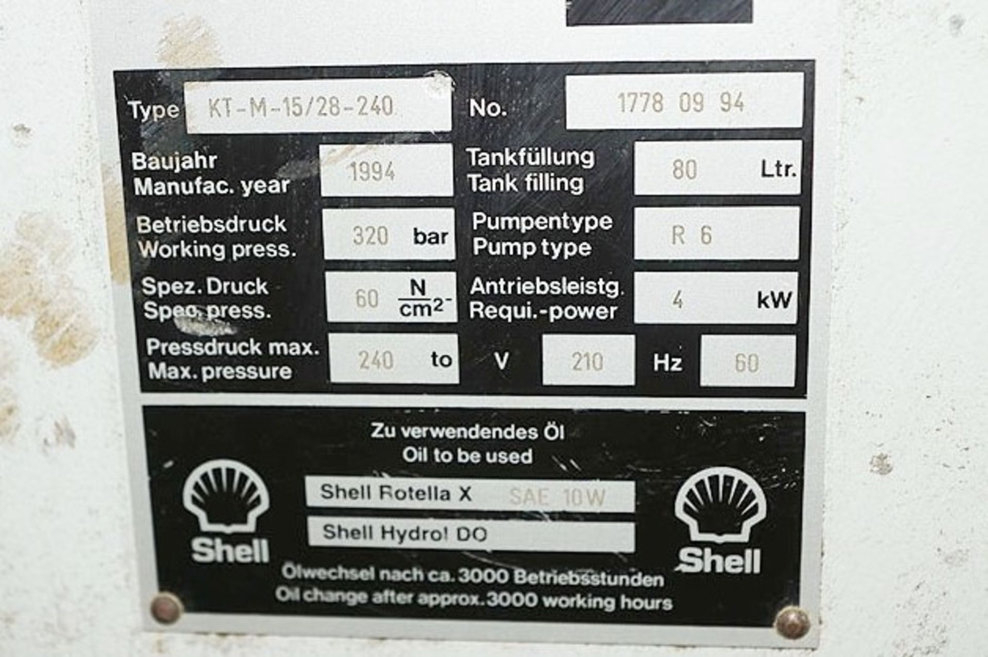 WEMHONER MODEL KT-M-15/28-240 MEMBRANE PRESS (*DISMANTLED & READY FOR LOADING), YEAR 1994, 240 TON - Image 3 of 8