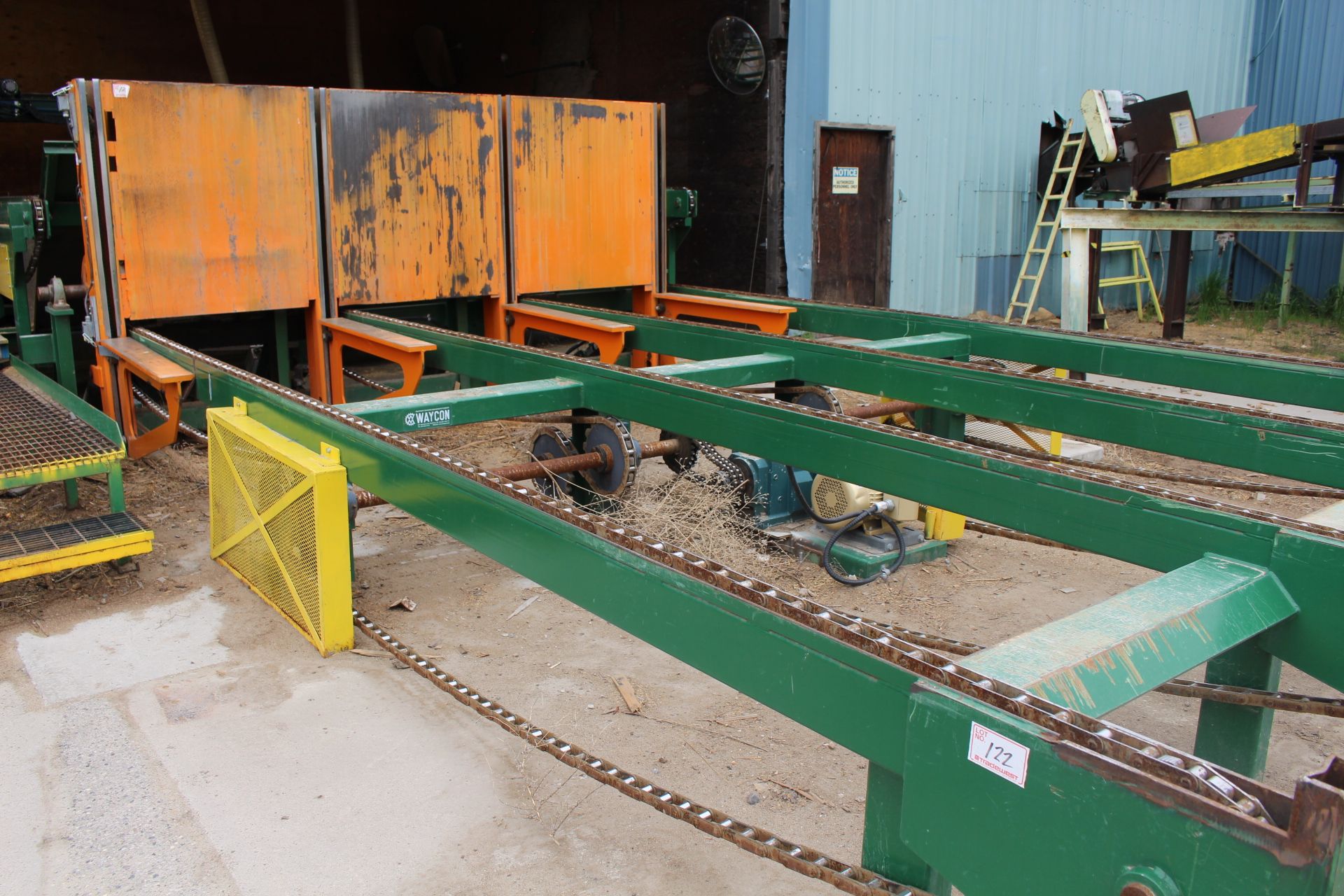 4 STRAND INFEED PACKAGE BREAKDOWN DECK, 13' X 22.5'L; TO 4 ARM 12'6" HYDRAULIC TILT HOIST, 51" ARMS, - Image 2 of 2