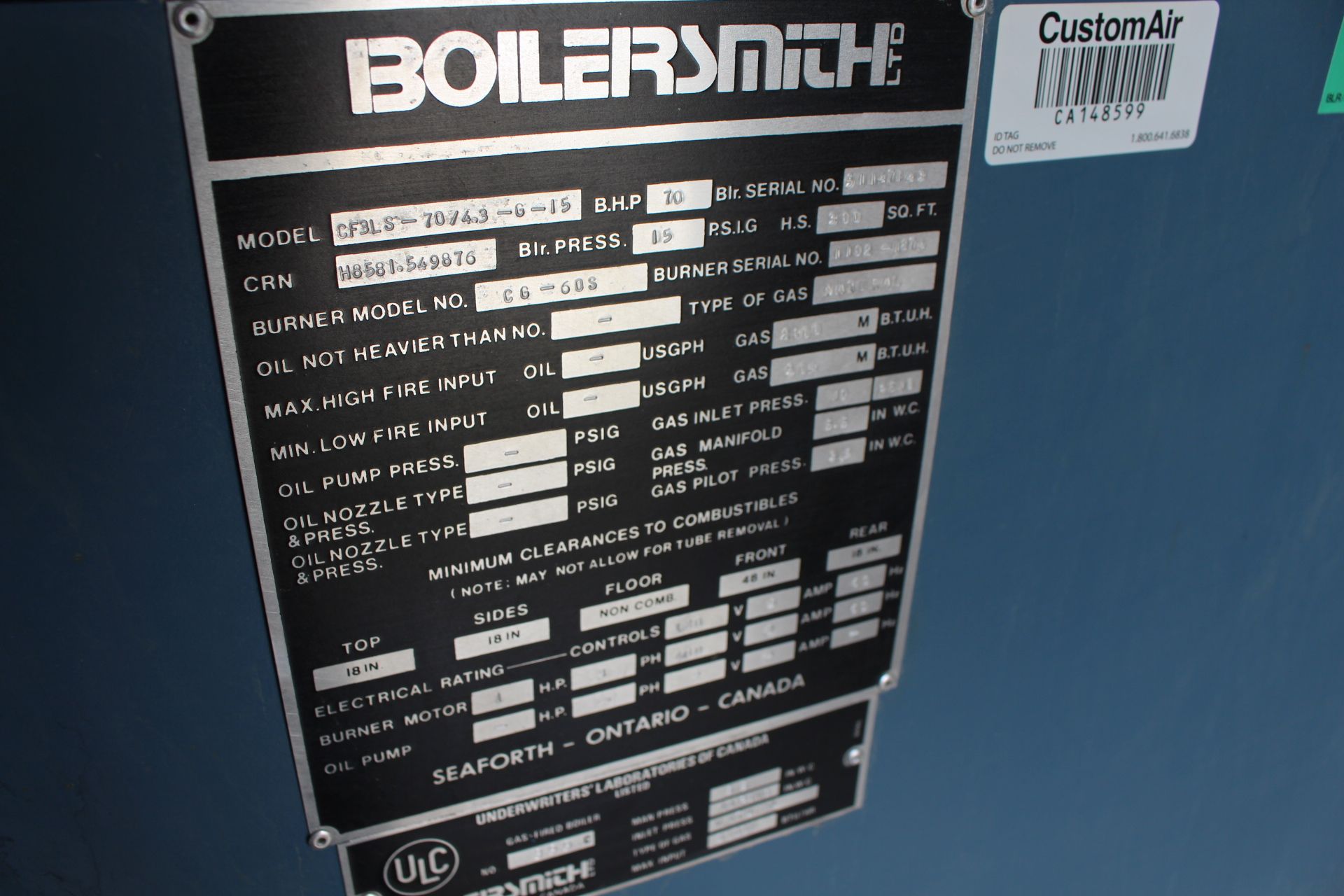 BOILERMATE CFBLS-70743-6-15 BOILER; NG, 2800M BTU/504M BTU - Image 2 of 2