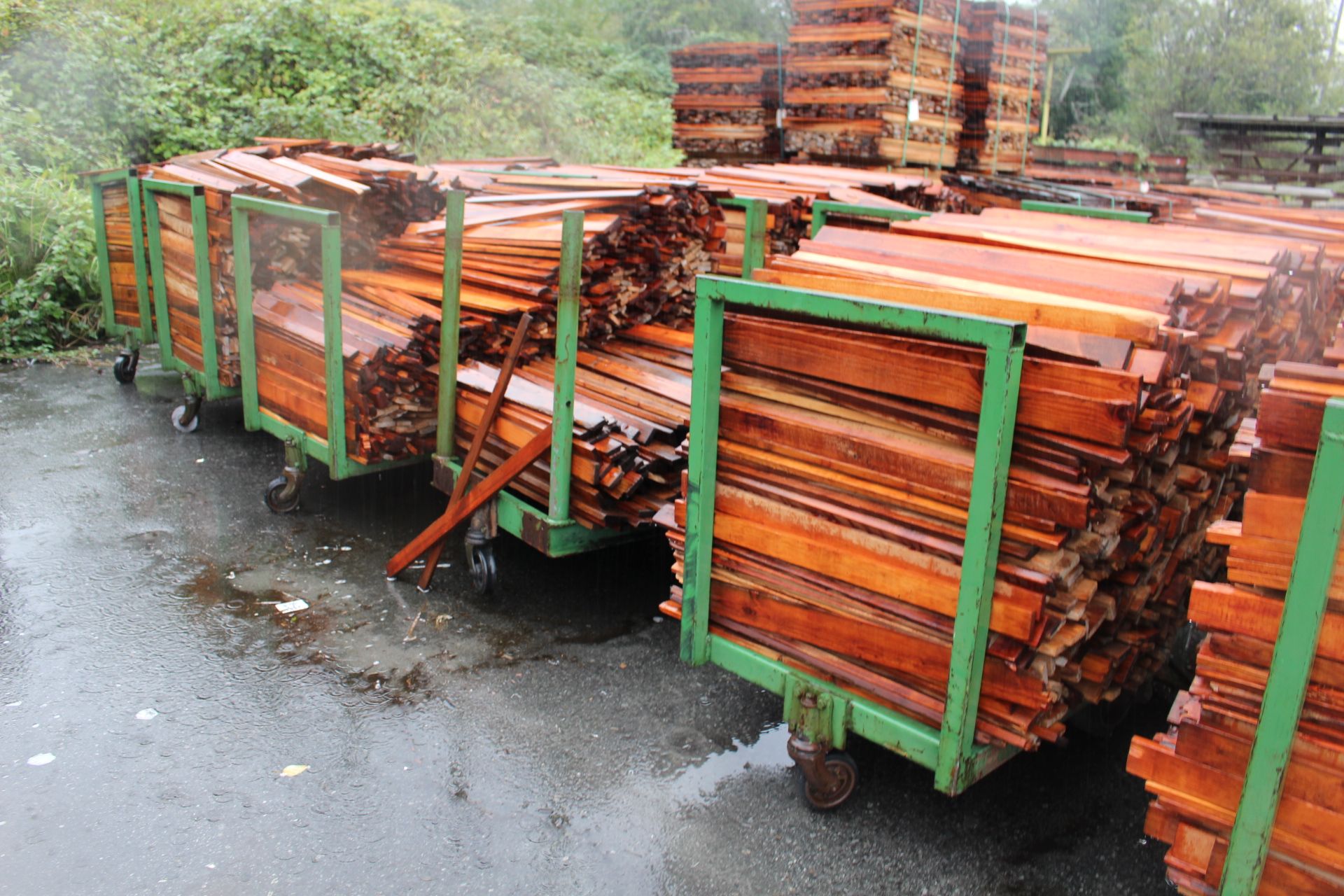 (5) LUMBER CARTS, 32" X 76"; & CONTENTS OF KILN STICKS 39" X 2.5" X 3/4"