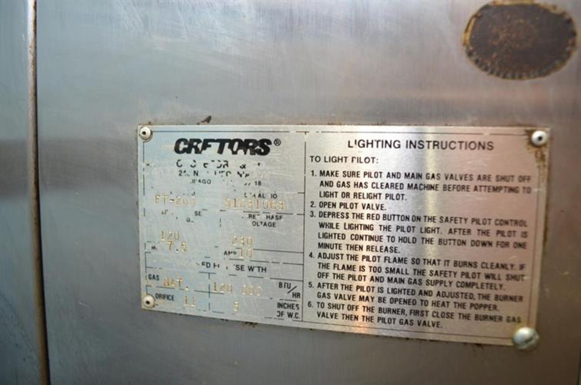 Cretors FT200 200 lb/hr Continuous Dry Popper - Natural gas fired - 120,000 btu/hr - Serial#91031063 - Image 13 of 13