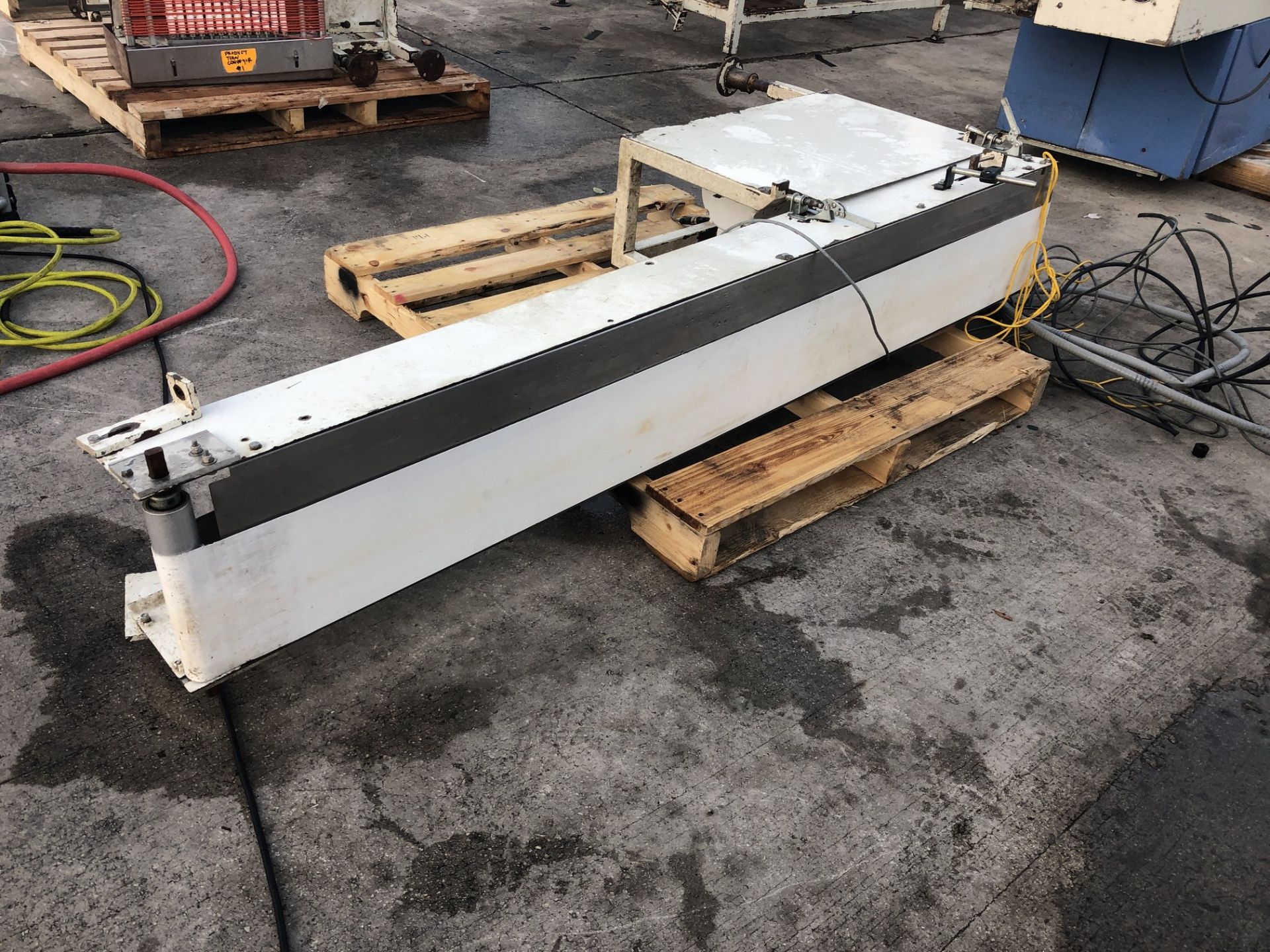 7" wide x 78" long conveyor. Loading is free. Skidding or crating fees are additional.