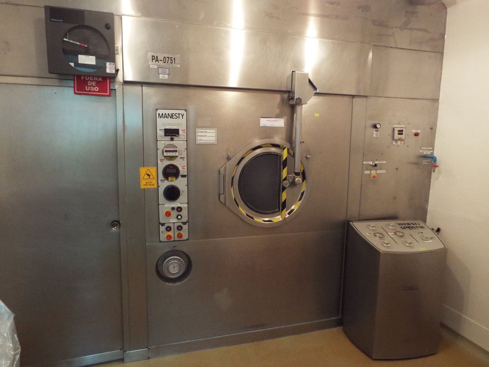 Manesty Accela-Cota 48" coating system with spray system, nozzles, air handler and dust collector