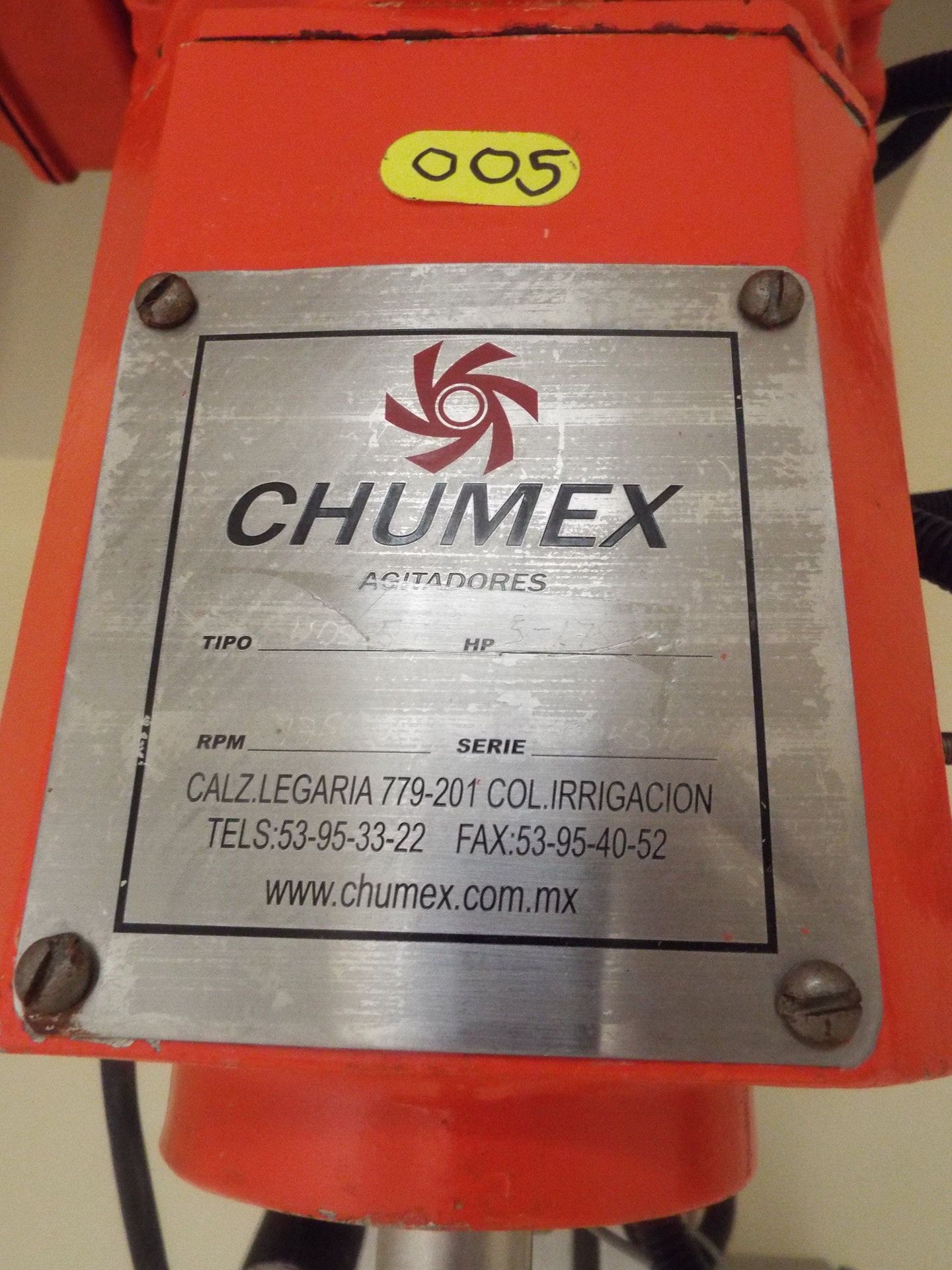 Chumex 5HP Disperser with powered Lift on stainless steel base - Image 5 of 6