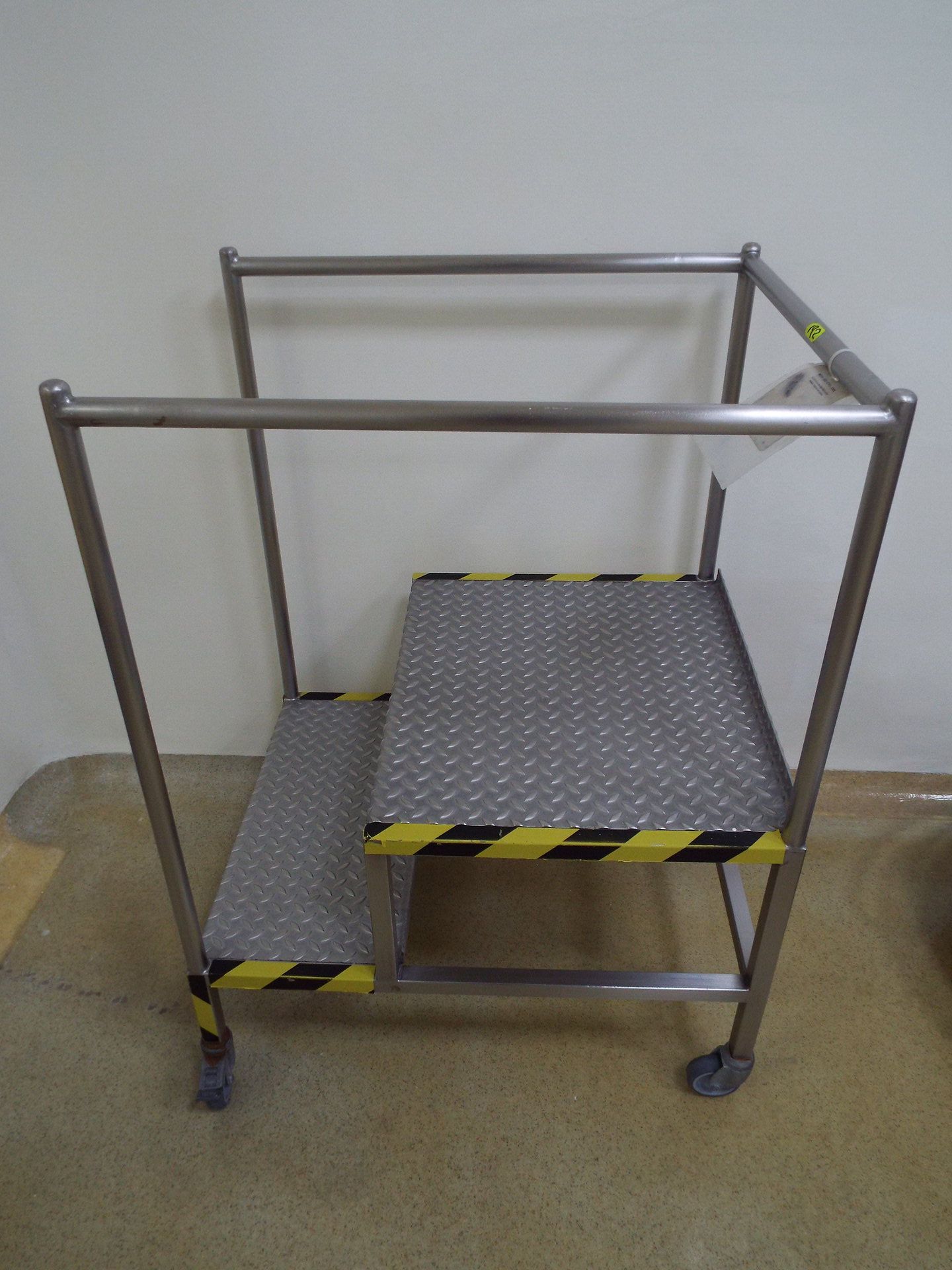 Stainless steel 2 step ladder with handrail on casters