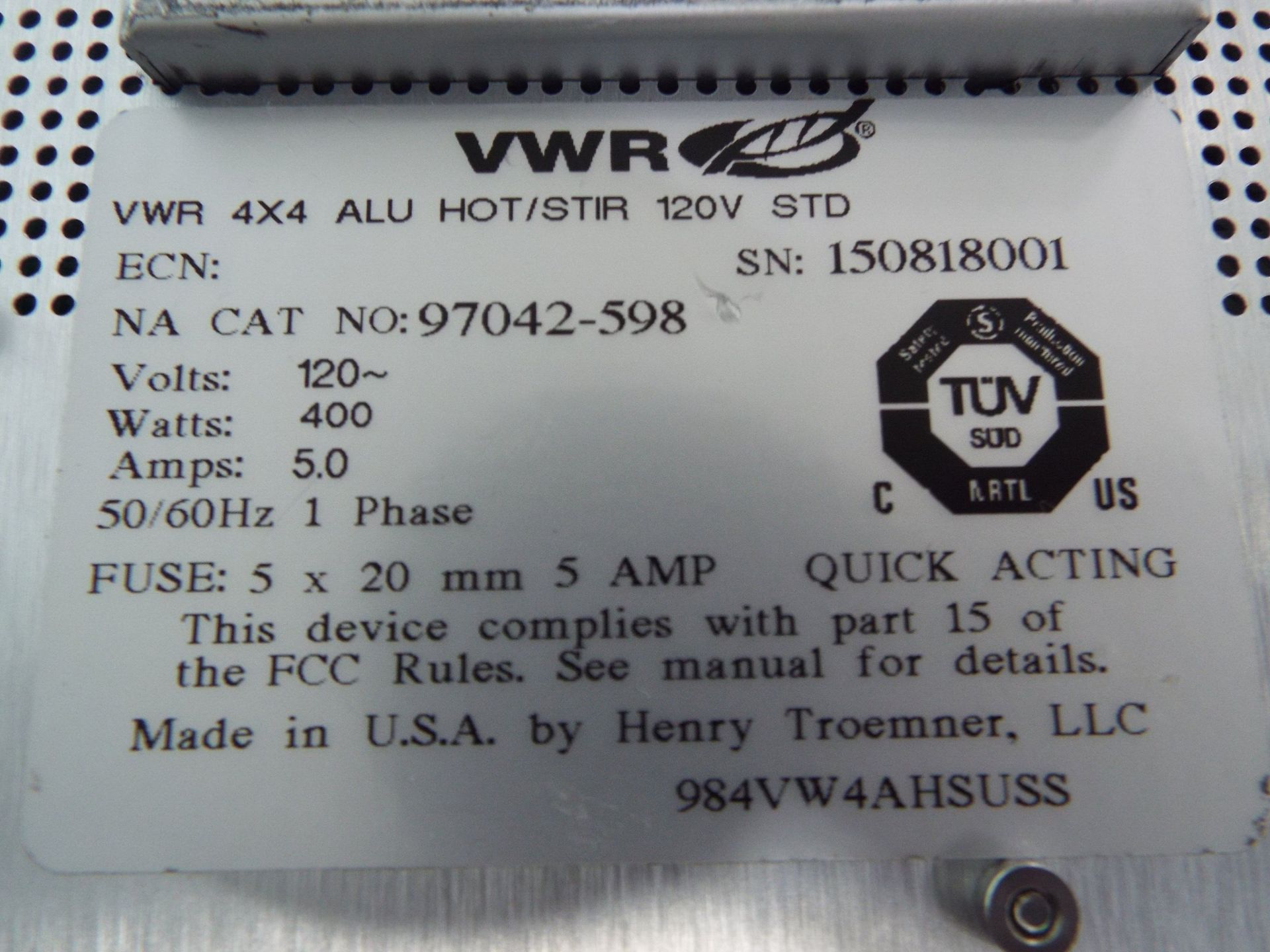 VWR 4x4 hot plate stirrer - Image 2 of 2