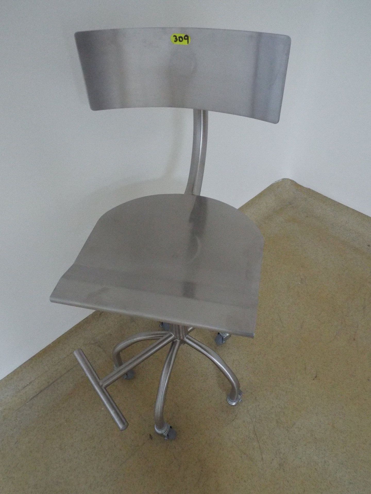 Stainless steel chair on casters