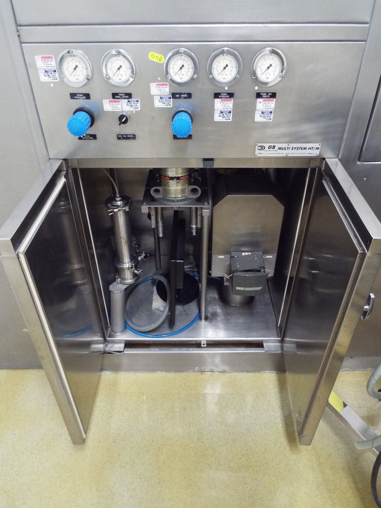Pellegrini stainless steel 48" model HT-MT150 coating system with 2 spray pumps nozzles and cip pump - Image 9 of 17
