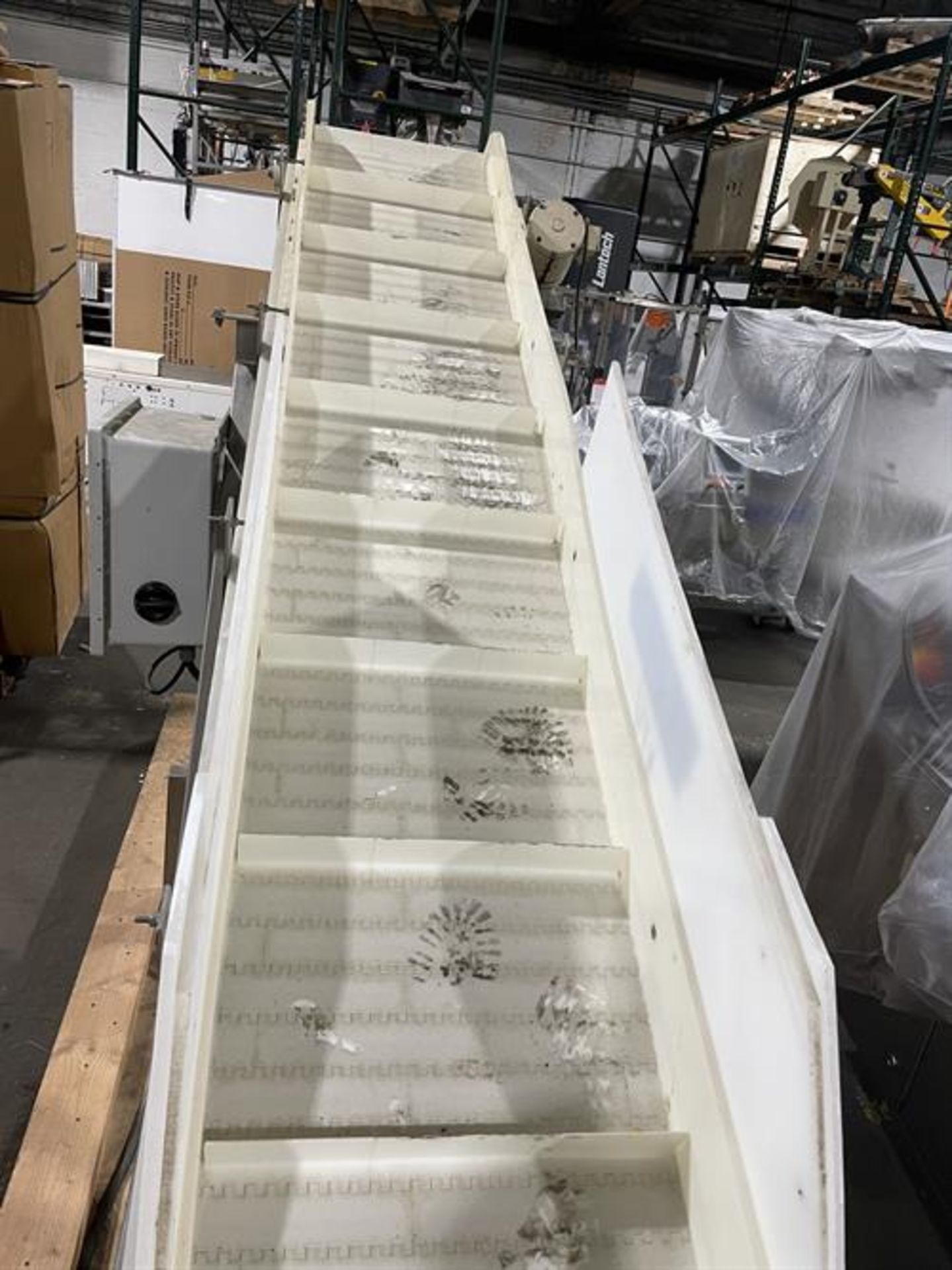 Ohlson 10-ft long Stainless Steel Inclined Conveyor with 98" discharge height - 18" wide cleated - Image 3 of 11