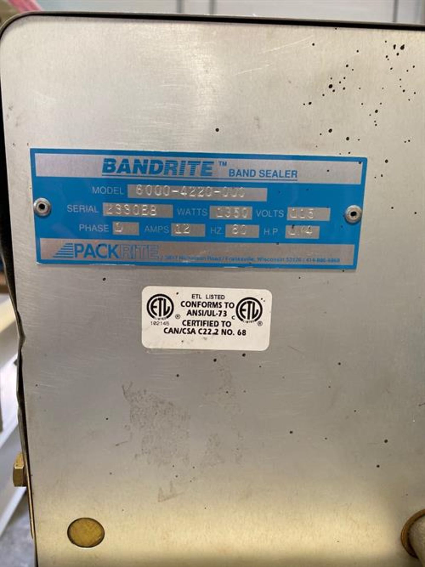 Band Rite Model 6000-4220-000 Bag Sealer - Serial number 2330-EB - 0.75" wide sealing band - Heat - Image 4 of 6