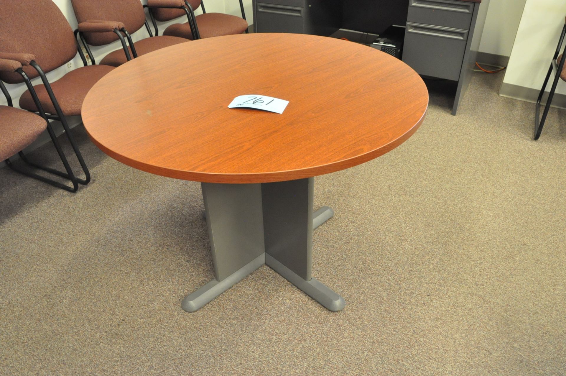 120" x 48" Conference Table with (7) Office Chairs and (1) 42" Round Table and (1) Desk - Image 2 of 3