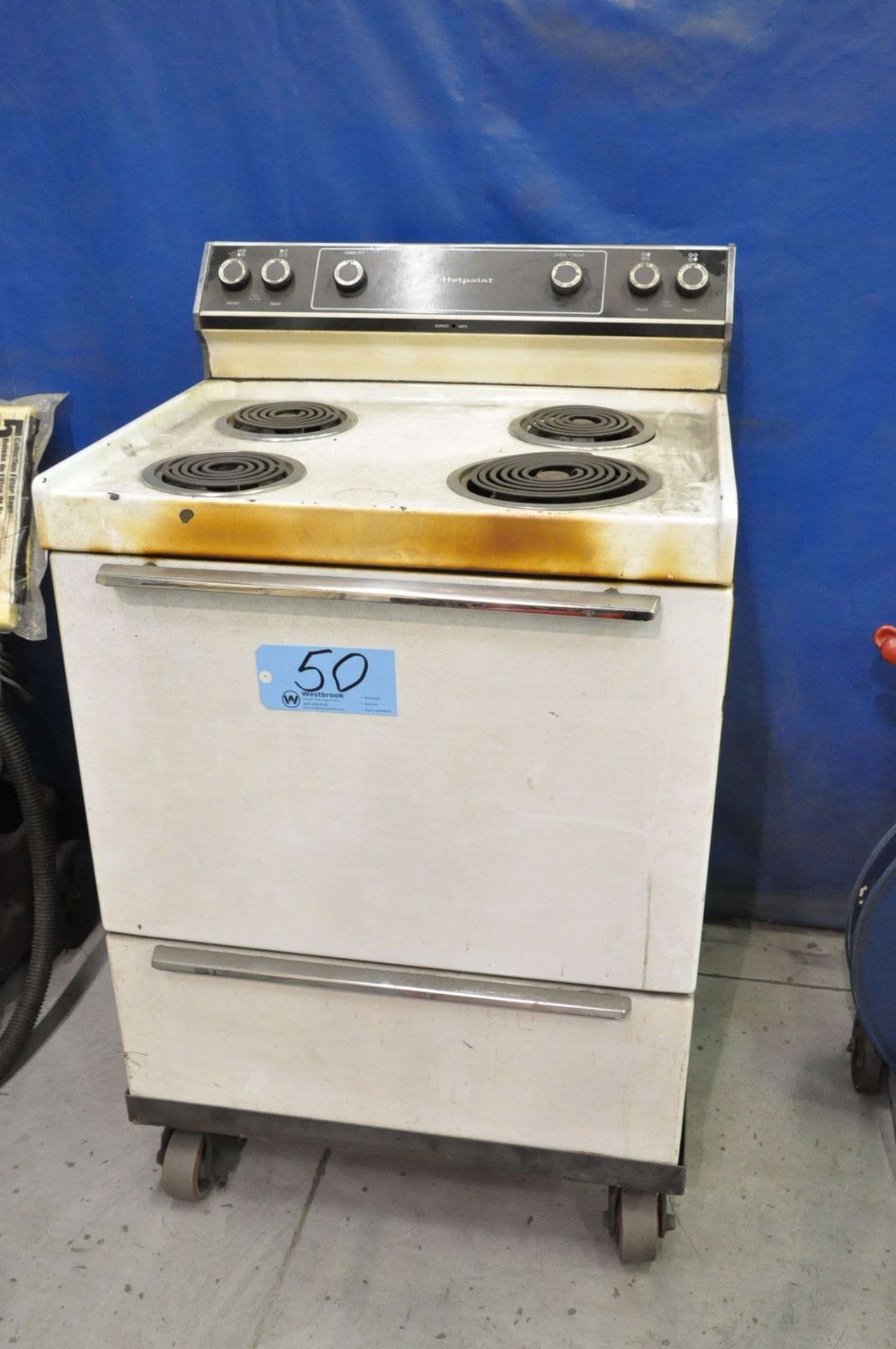 Hotpoint 4-Burner Electric Stove on Wheels, (Bldg 1)