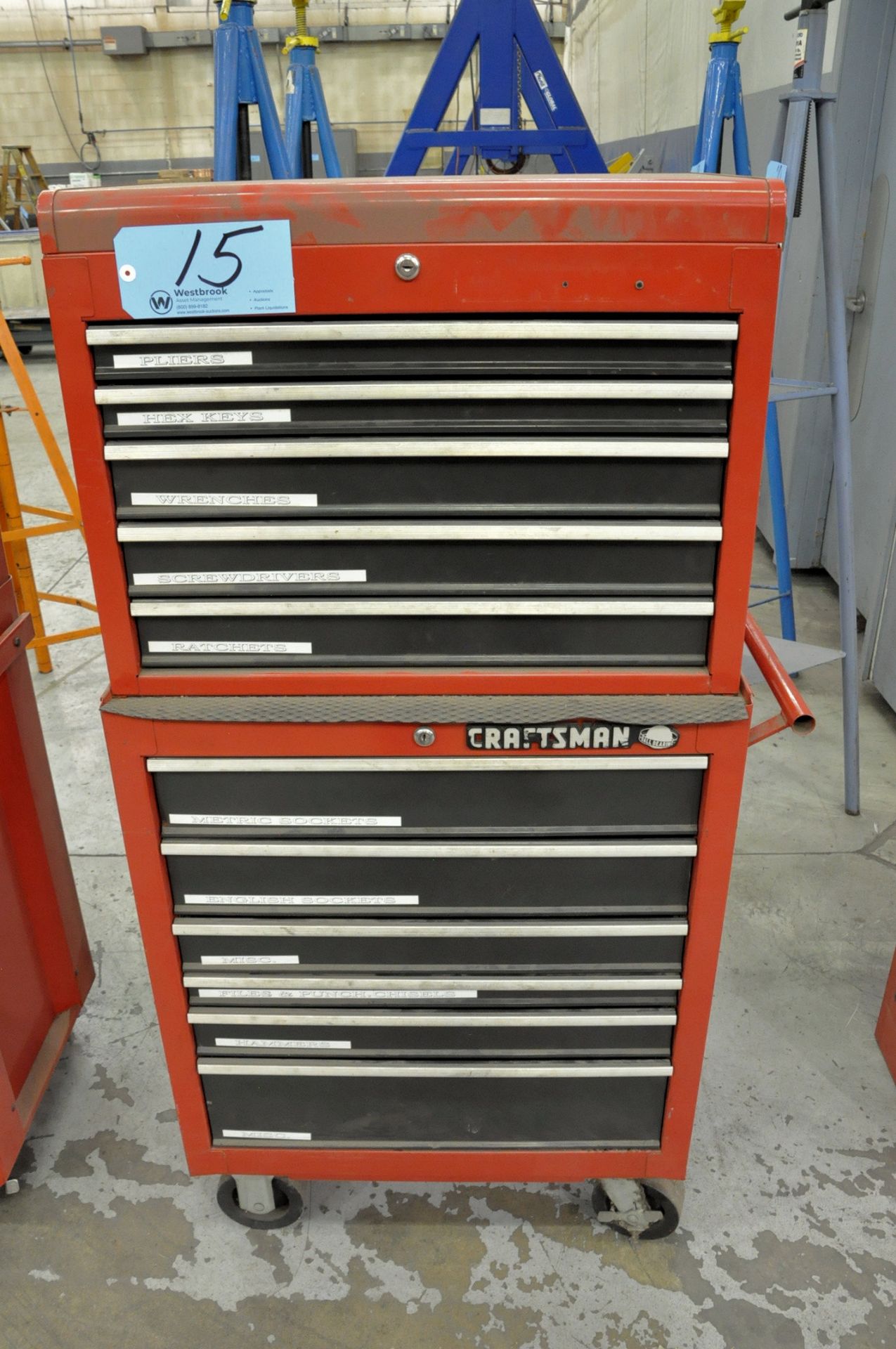 Lot-(1) Craftsman 6-Drawer Rolling Tool Chest with (1) 5-Drawer Flip Top Tool Box