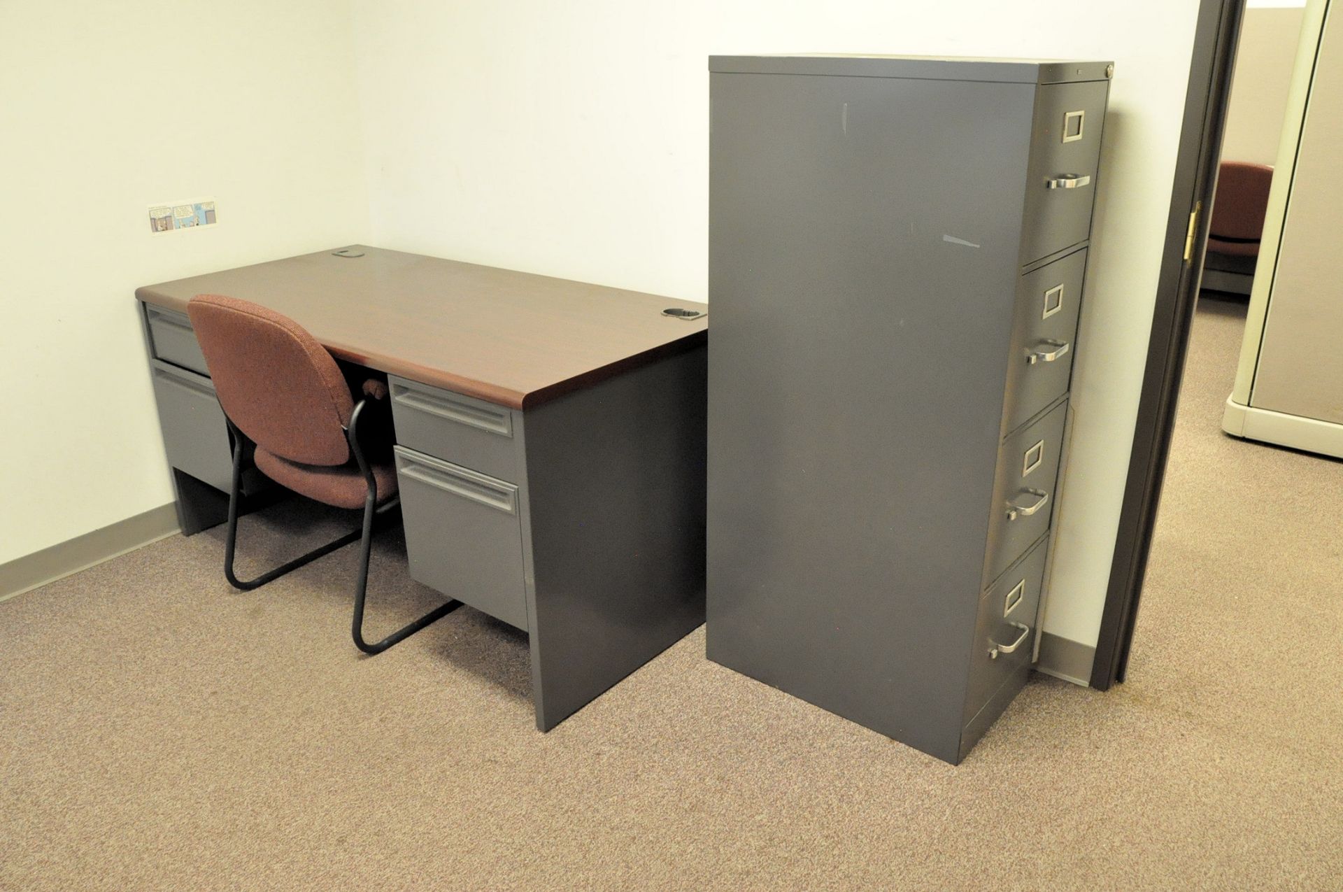 Lot-(7) Desks, (6) Chairs, (1) Bookcase and (1) File Cabinet in (2) Offices - Image 5 of 6