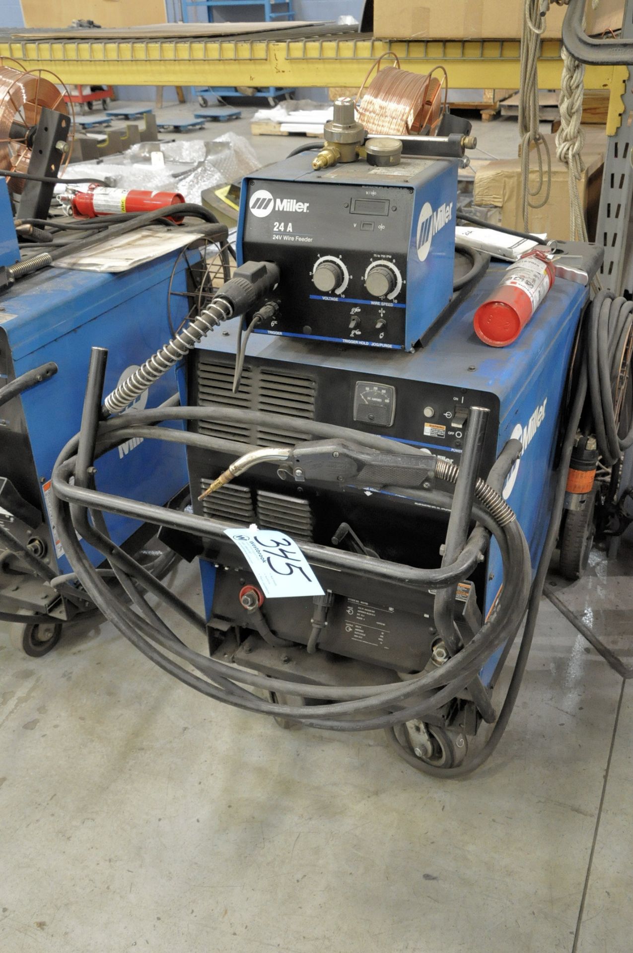 Miller CP-302, 300-Amps CV-DC Mig Welding Power Source with Leads, Miller 24A Wire Feeder, (2012)