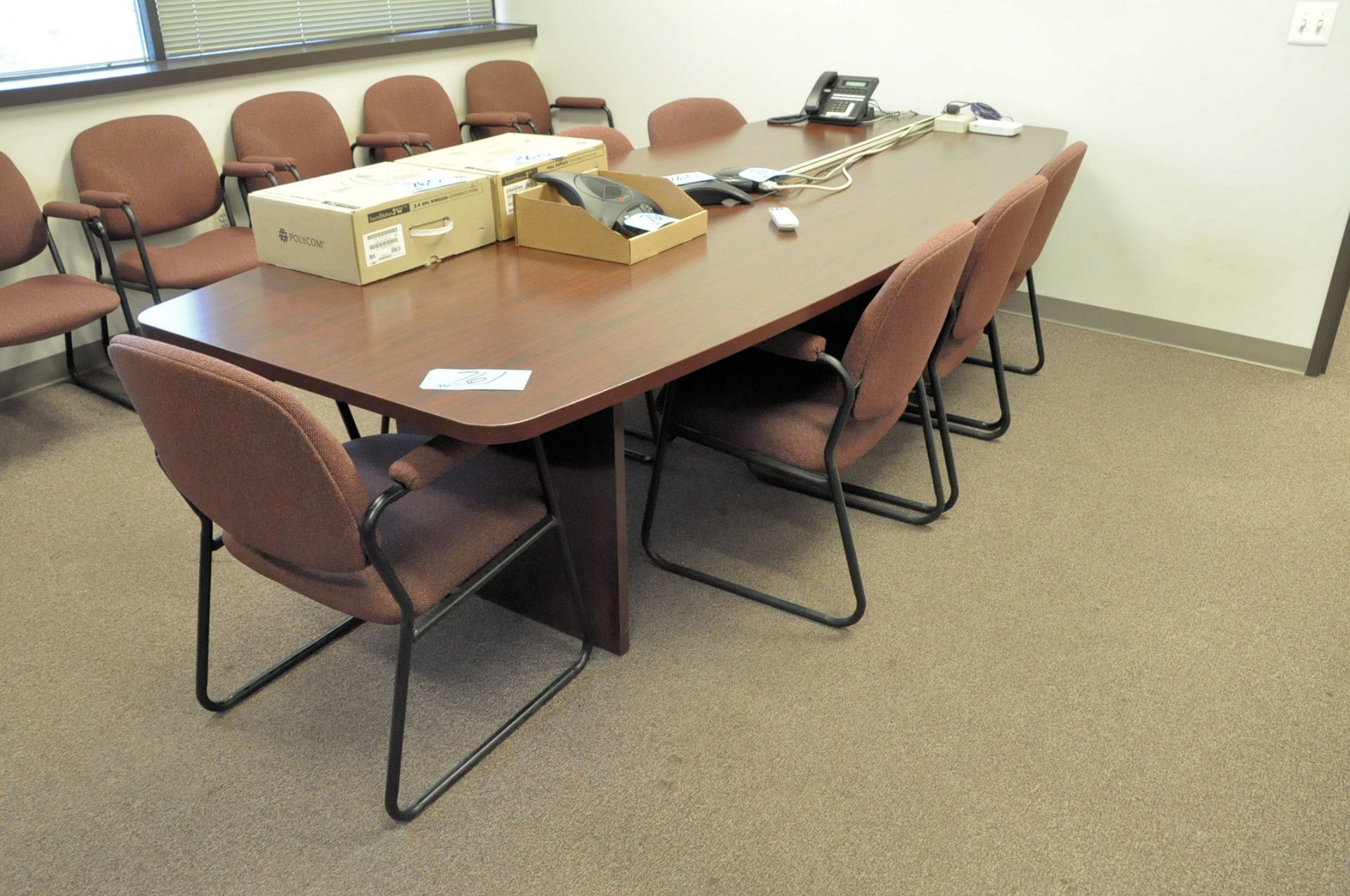 120" x 48" Conference Table with (7) Office Chairs and (1) 42" Round Table and (1) Desk