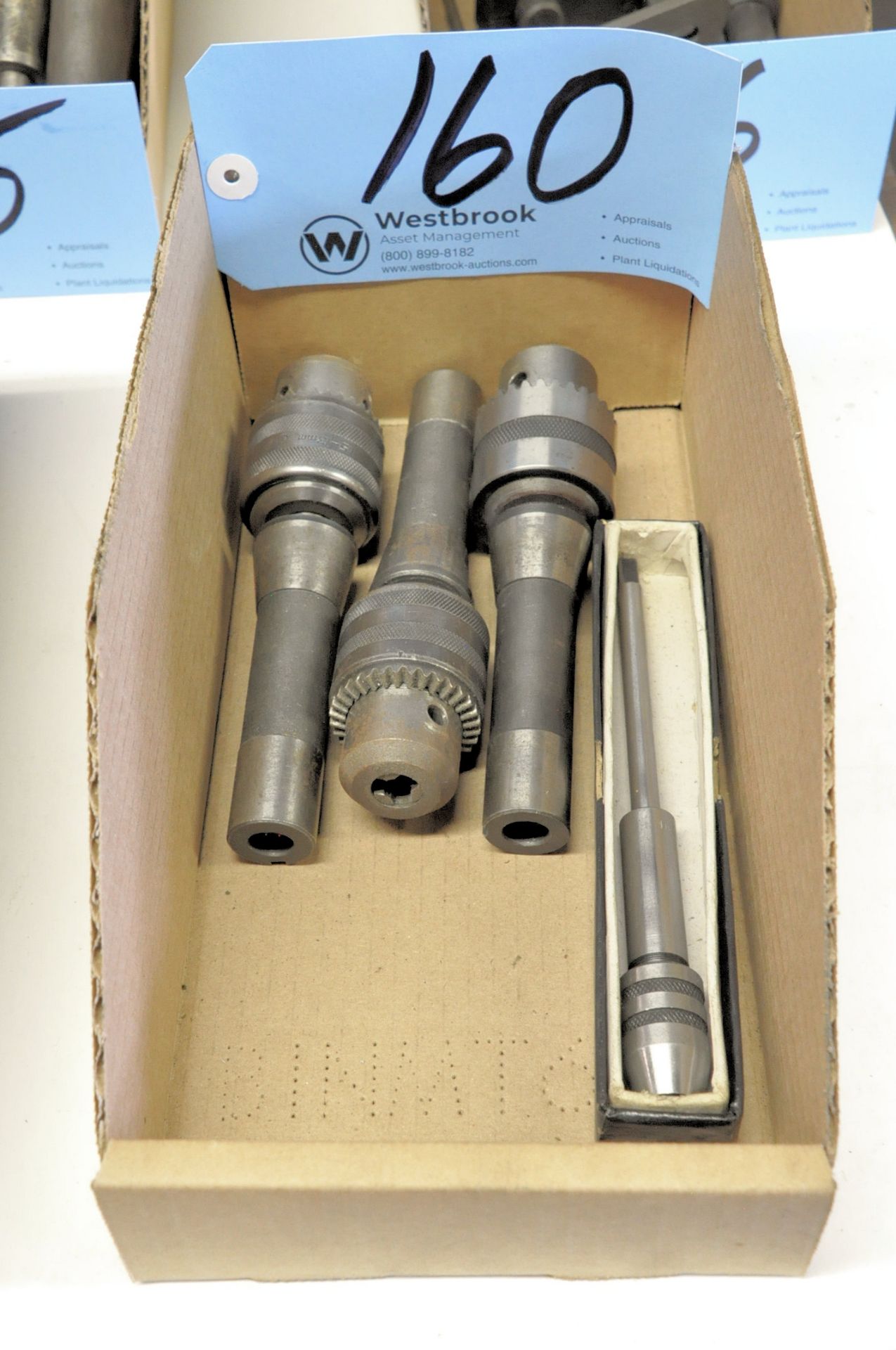 Lot-(3) Various R8 Tool Holders with Drill Chucks in (1) Box