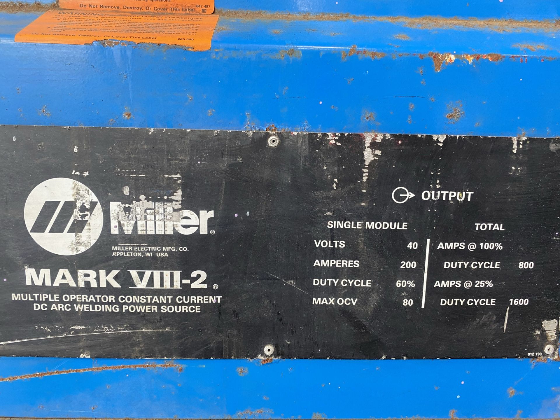 Miller Mark VIII-2, 8 Pack Welder (230/460 Volt, 3-Phase) - Image 4 of 4
