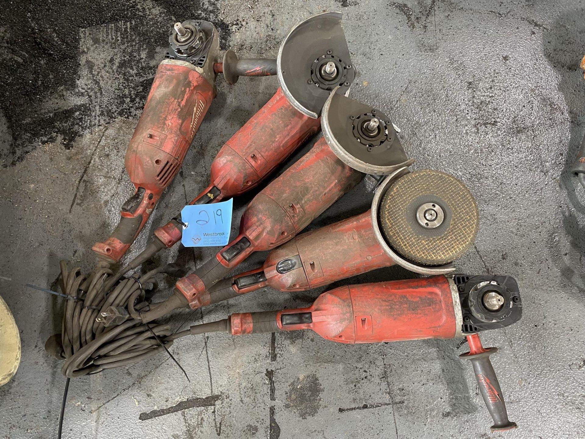Lot of (5) 7"/9" Angle Grinders (110 Volt)