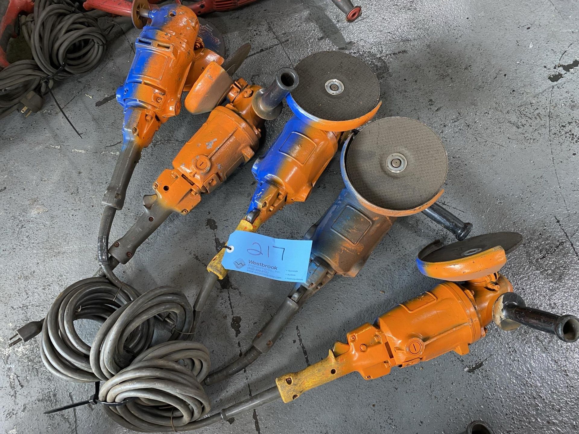 Lot of (5) 7"/9" Angle Grinders (110 Volt)