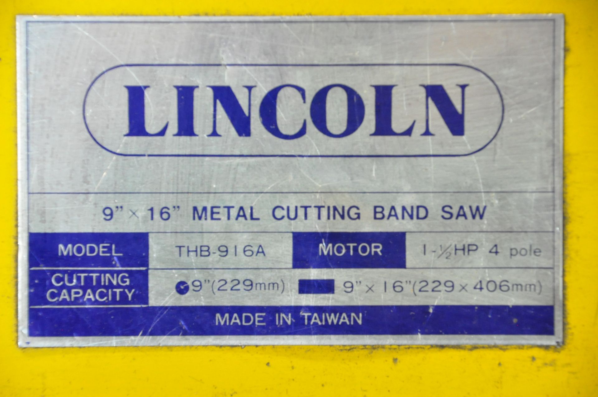 Lincoln Model THB-916A, 9" x 16" Horizontal Metal Cutting Band Saw - Image 4 of 4