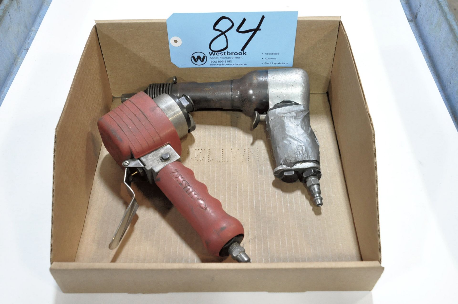 Lot-(1) Pneumatic Chisel Gun and (1) Husky Orbital Sander in (1) Box