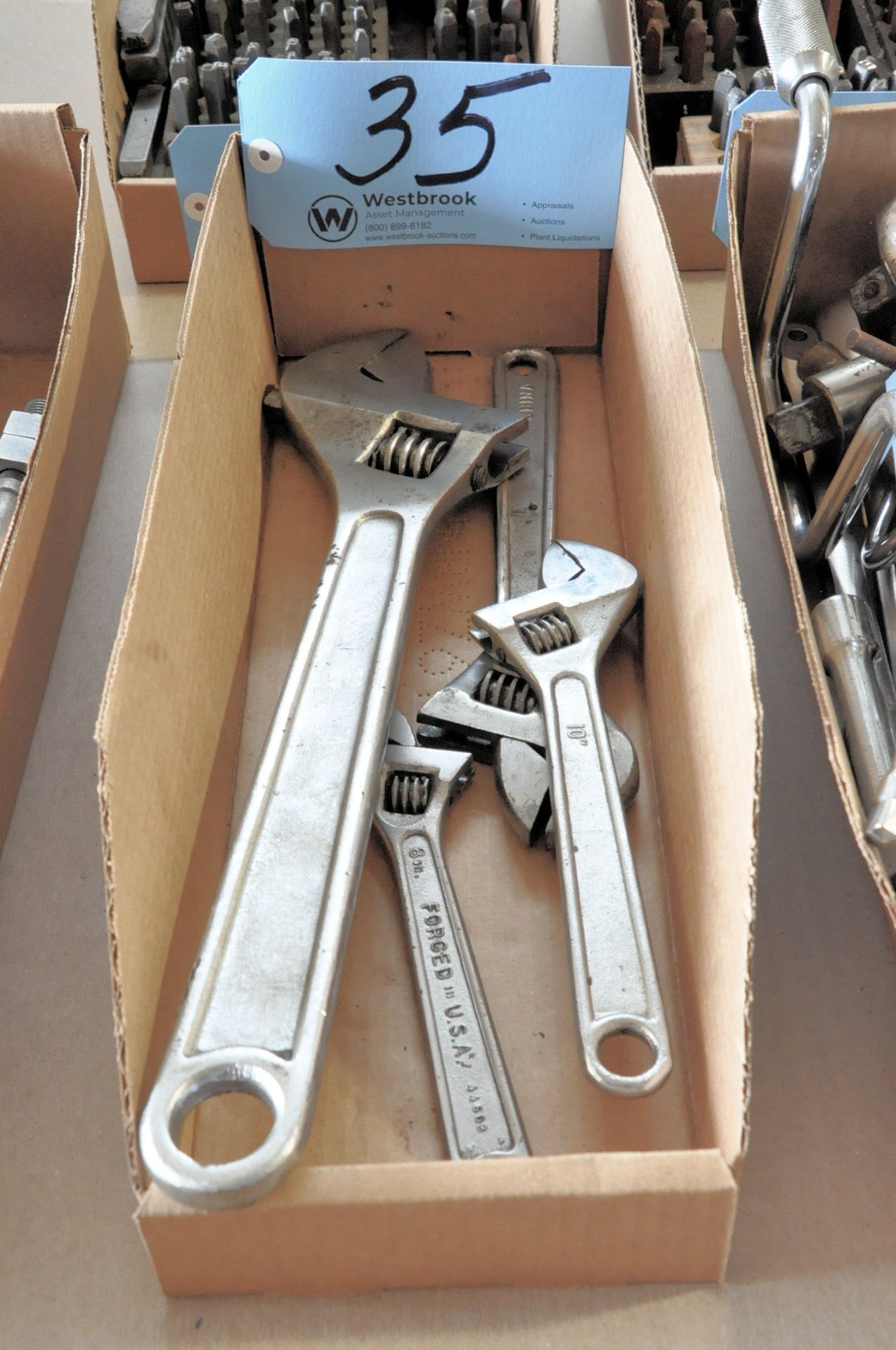 Lot-(4) Various Adjustable Wrenches in (1) Box