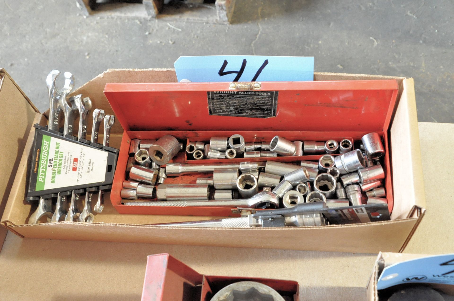 Lot-(1) Socket Set, (1) Extension Set and (1) Wrench Set in (1) Box